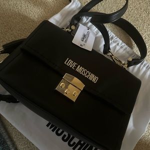 Love Moschino Black Crossbody Bag with Gold Accents